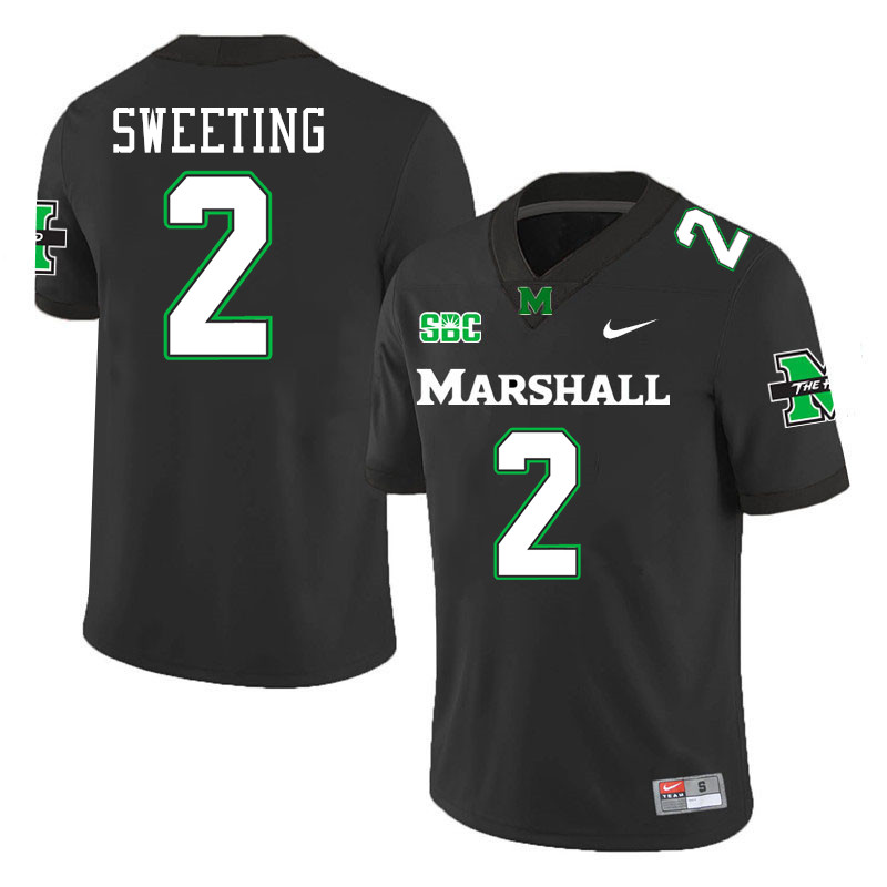 Marshall Thundering Herd #2 Darrell Sweeting College Football Jerseys Stitched-Black